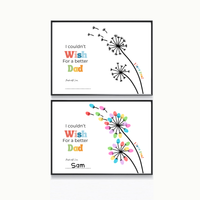 Father’s Day & Dad Birthday Fingerprint Craft Printable | I Couldn’t Wish for a Better Dad | Dandelion Keepsake Gift from Kids | Preschool DIY Printable