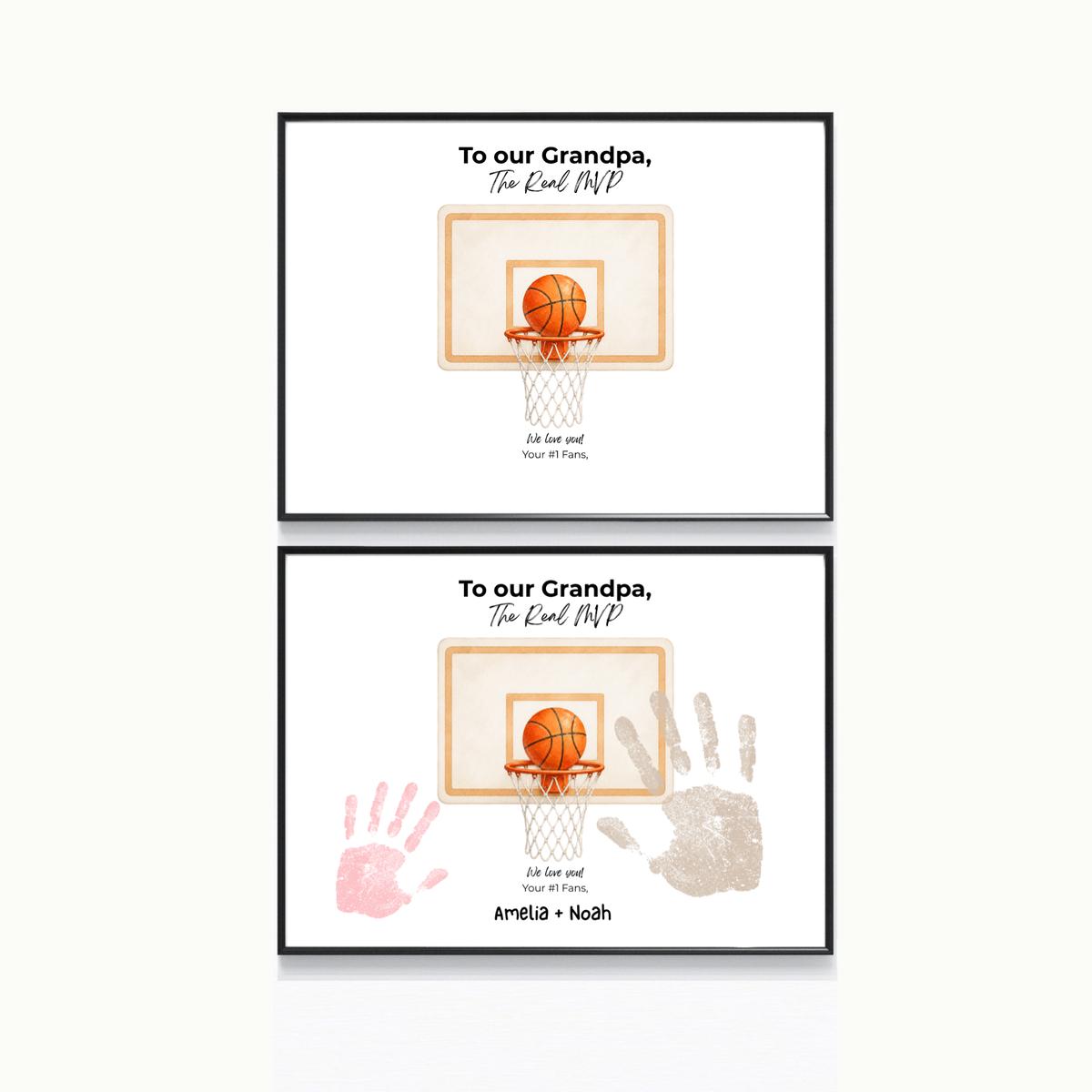 Basketball Handprint Craft for Grandpa, To Our Grandpa The Real MVP Printable, Father’s Day Gift from Grandkids, Sports Grandpa Keepsake