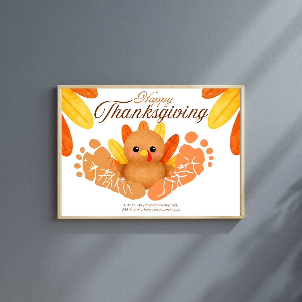 Happy Thanksgiving Turkey Footprint Craft | Thanksgiving Keepsake Printable | Preschool Fall Activity