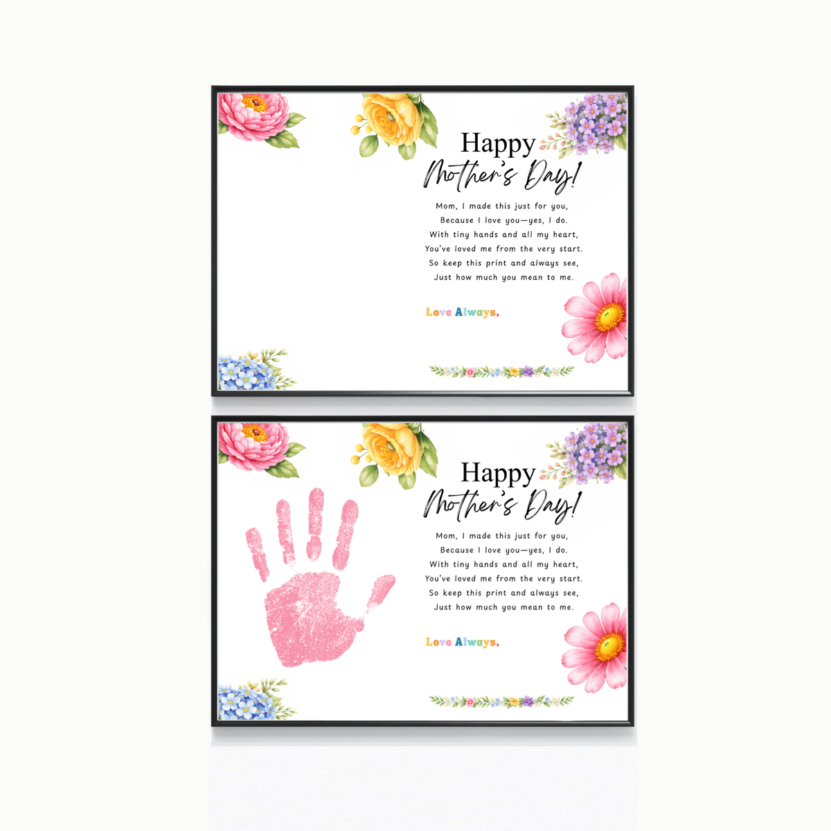 Mother’s Day Handprint Craft Printable | Happy Mother’s Day Keepsake Gift from Kids | Preschool DIY Handprint Art | Floral Mom Gift PDF