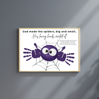 Christian Halloween Spider Handprint Craft Printable | God Made the Spiders Kids Craft | Sunday School Halloween Activity | Christian Keepsake