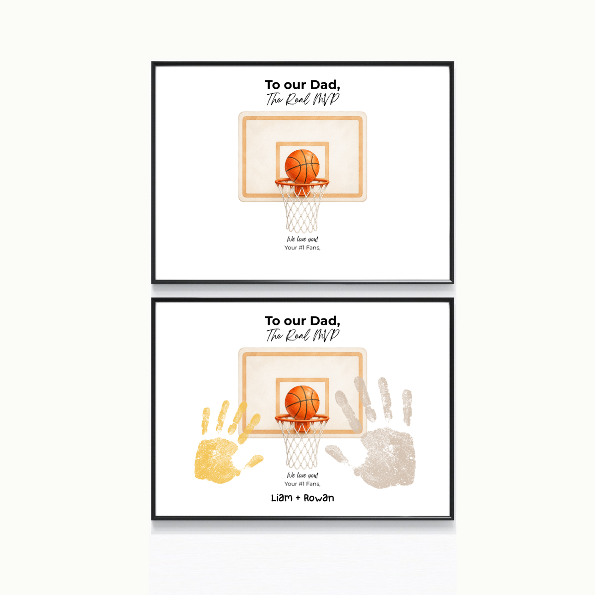 Basketball Handprint Craft for Dad, To Our Dad The Real MVP Printable, Father’s Day Basketball Keepsake from Kids, Sports Dad Gift
