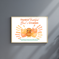 Thankful Faithful God's Creation Handprint Turkey Craft Printable | Christian Thanksgiving Handprint Activity | Preschool Fall Keepsake PDF