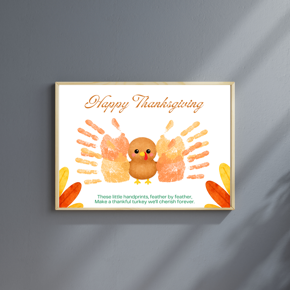 Happy Thanksgiving Turkey Handprint Craft Printable | Thanksgiving Handprint Keepsake | Preschool Fall Activity PDF