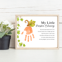 My Little Pumpkin Blessing Handprint Craft Printable | Christian Fall Keepsake | Preschool Pumpkin Handprint Activity