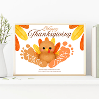Happy Thanksgiving Turkey Footprint Craft | Thanksgiving Keepsake Printable | Preschool Fall Activity
