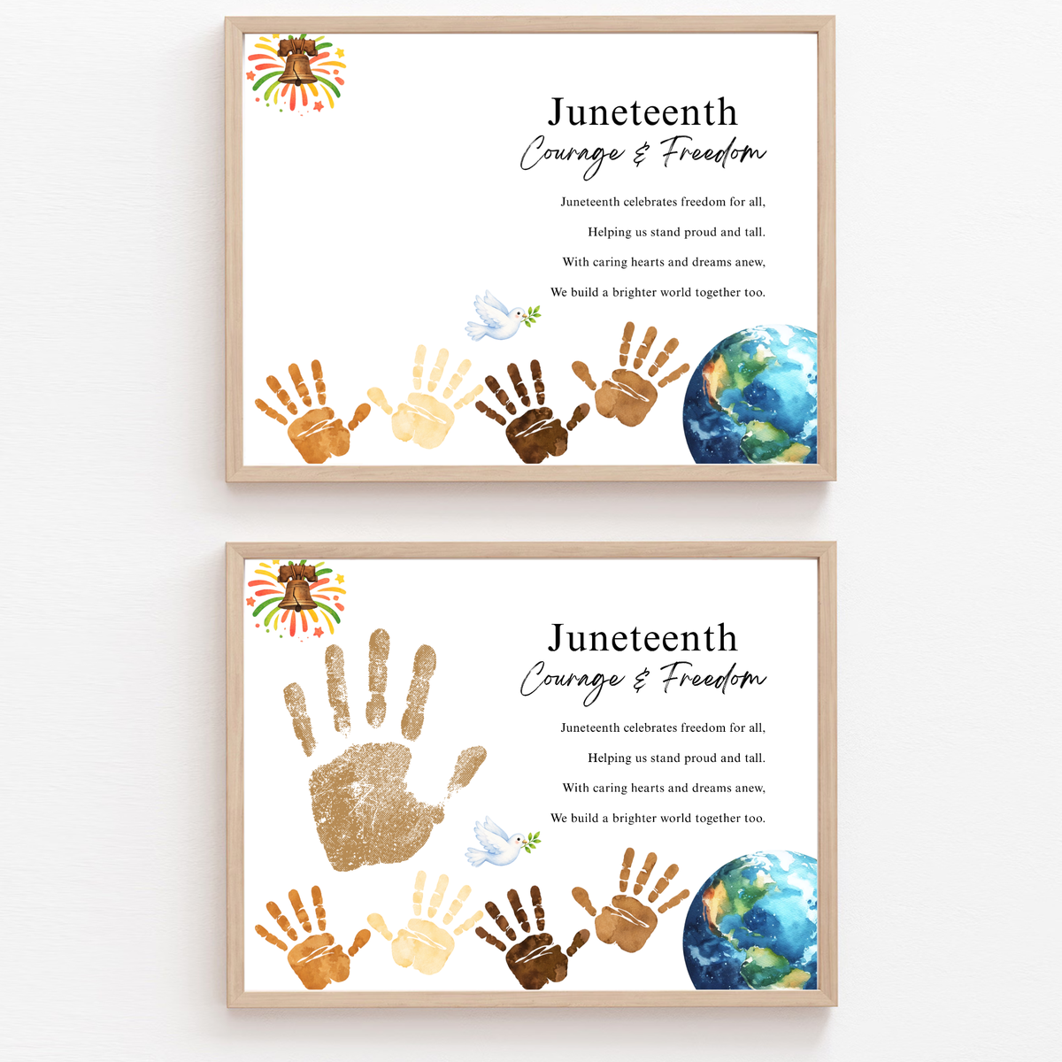 Juneteenth Courage & Freedom Handprint Craft Printable | Juneteenth Activity for Kids | Diversity & Inclusion Keepsake