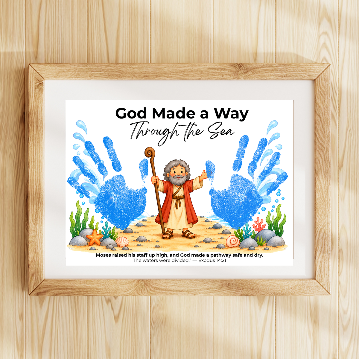 Moses Parts the Red Sea Handprint Craft | God Made a Way Christian Bible Printable for Kids