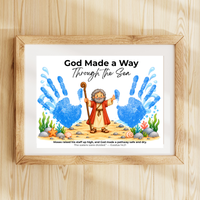 Moses Parts the Red Sea Handprint Craft | God Made a Way Christian Bible Printable for Kids
