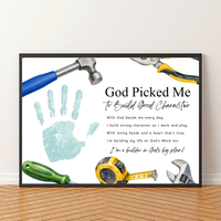 Christian VBS Construction Handprint Craft Printable | God Picked Me to Build Good Character | Vacation Bible School Keepsake Activity