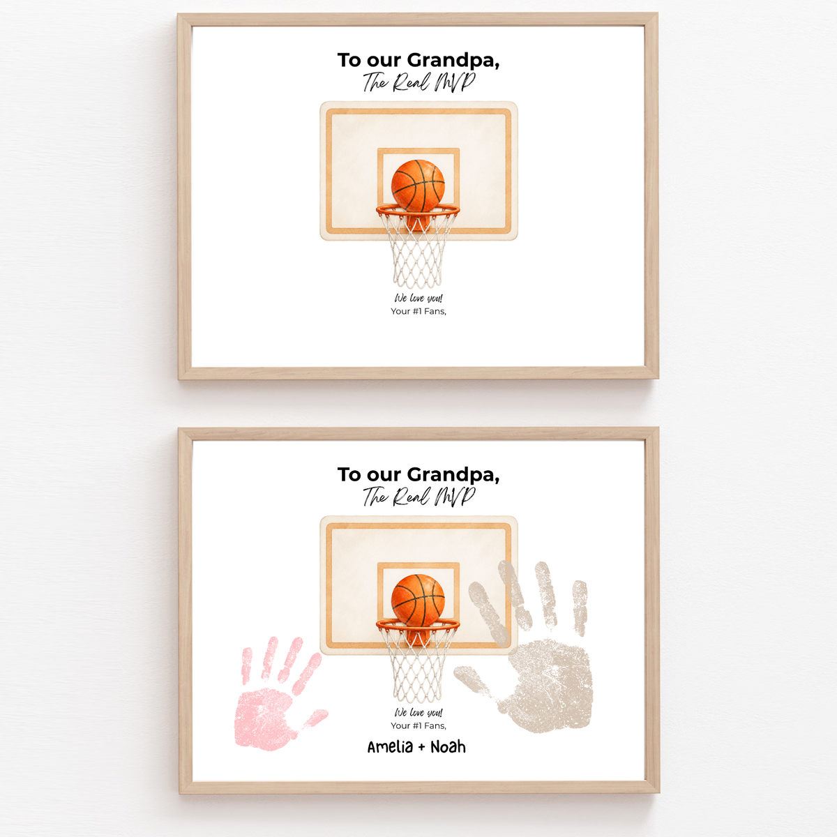 Basketball Handprint Craft for Grandpa, To Our Grandpa The Real MVP Printable, Father’s Day Gift from Grandkids, Sports Grandpa Keepsake