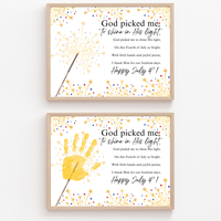 Christian July 4th Handprint Craft Printable | God Picked Me to Shine His Light | Patriotic Kids Keepsake Activity