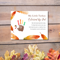 My Little Turkey Blessed by God Handprint Craft Printable | Christian Thanksgiving Keepsake | Preschool Turkey Handprint Activity