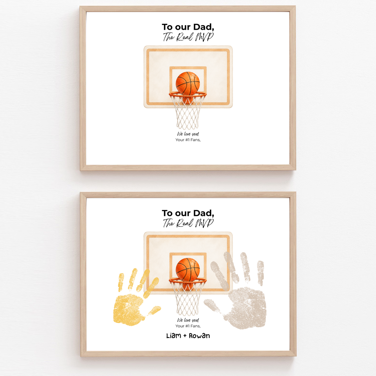 Basketball Handprint Craft for Dad, To Our Dad The Real MVP Printable, Father’s Day Basketball Keepsake from Kids, Sports Dad Gift
