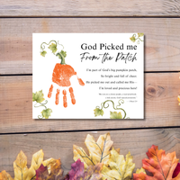 God Picked Me From the Patch Handprint Craft Printable | Christian Pumpkin Keepsake | Fall Bible Activity for Kids