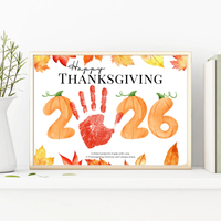 Happy Thanksgiving 2026 Handprint Craft Printable, Thanksgiving Keepsake Activity, Fall Handprint Craft for Preschool Kindergarten PDF