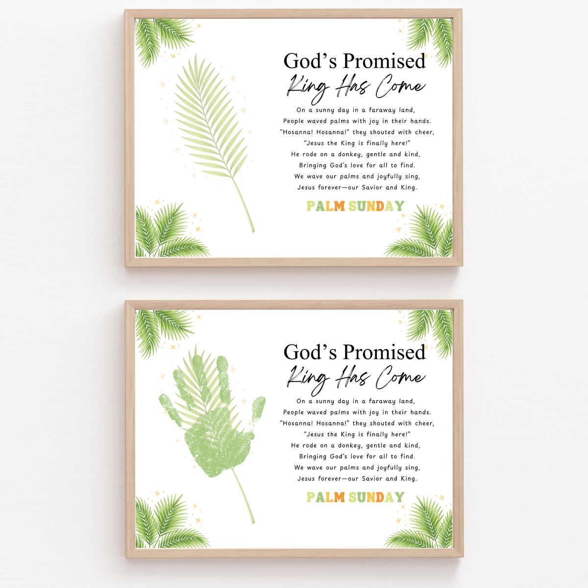 Palm Sunday Poem Handprint Craft Printable | “God’s Promised King Has Come” Christian Kids Activity | Easter Faith-Based Keepsake PDF
