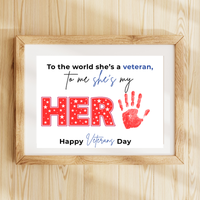Veterans Day Handprint Craft for Kids | My Hero Veteran Printable Keepsake | Military Family Activity