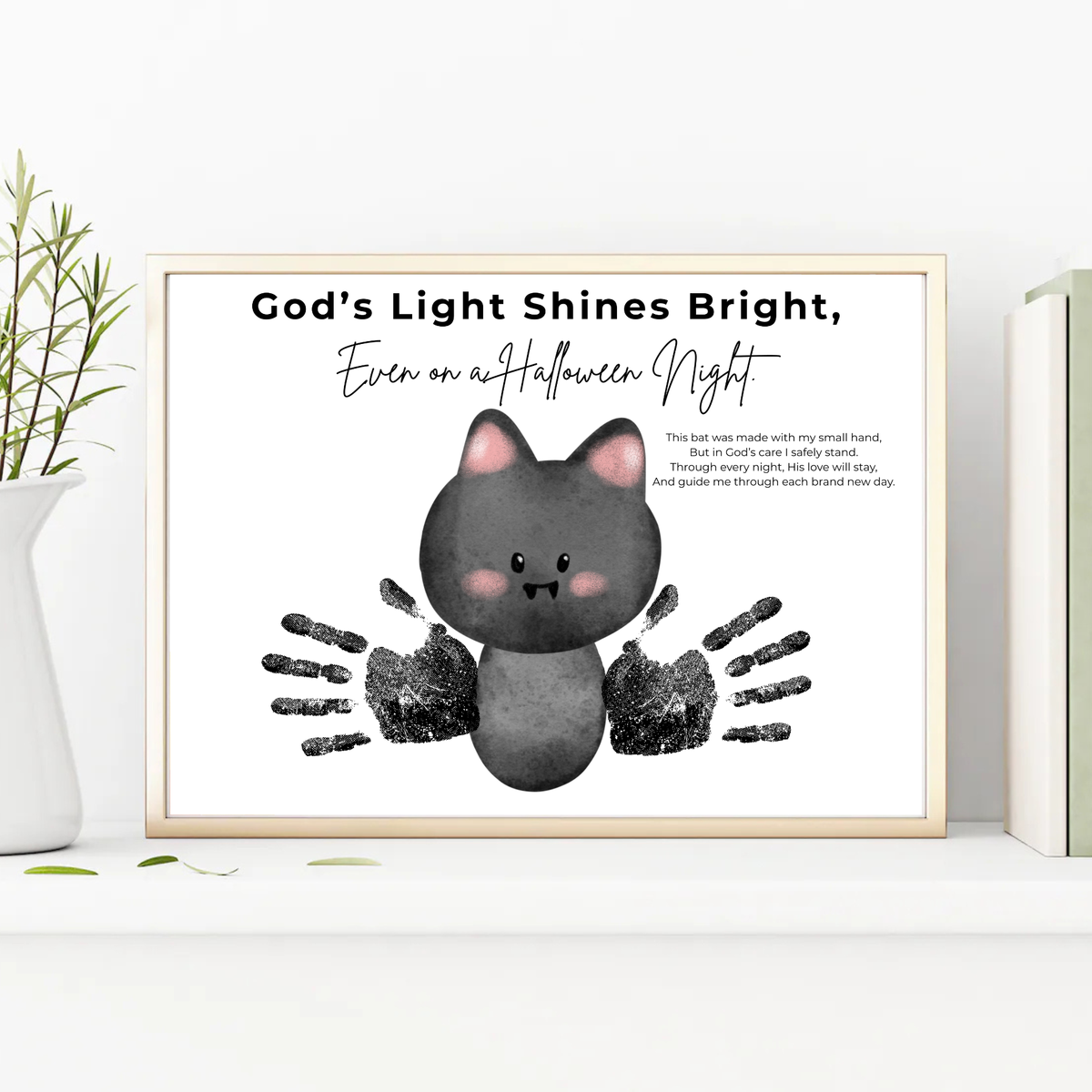 Christian Halloween Bat Handprint Craft Printable | Faith-Based Halloween Keepsake Activity for Kids | Preschool Christian Halloween Craft | Sunday School Printable