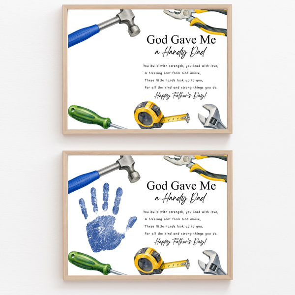 Christian Father’s Day Handprint Craft Printable, God Gave Me a Handy Dad, Tool Theme Father’s Day Keepsake, Faith Based Dad Gift