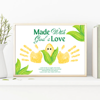 Christian Corn Handprint Craft Printable, Made With God's Love, Preschool Harvest Activity, Thanksgiving Craft, Fall Keepsake, Baby's First Fall