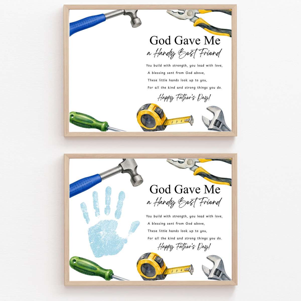 Christian Father Figure Handprint Craft Printable | God Gave Me a Handy Best Friend | Faith-Based Keepsake Gift for Dad Grandpa Uncle Mentor