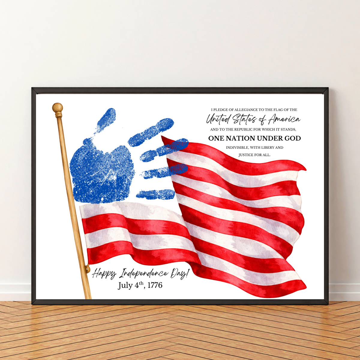 Happy Independence Day Handprint Craft Printable | July 4th Flag Handprint Art | Patriotic USA Keepsake Activity for Kids | Fourth of July Craft