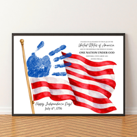 Happy Independence Day Handprint Craft Printable | July 4th Flag Handprint Art | Patriotic USA Keepsake Activity for Kids | Fourth of July Craft