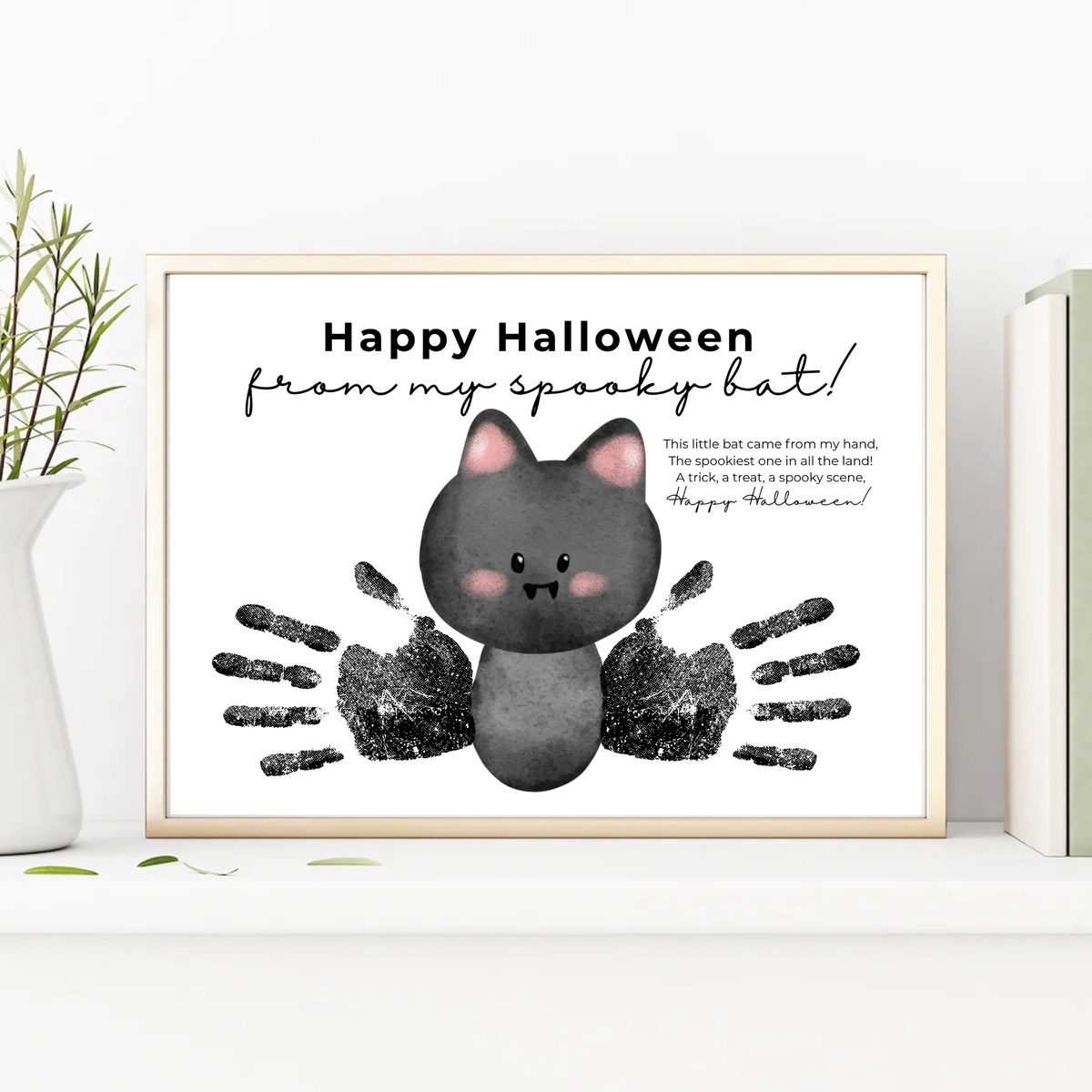 Happy Halloween Bat Handprint Craft Printable | Spooky Bat Keepsake for Kids | Preschool Halloween Activity | Daycare & Classroom Craft