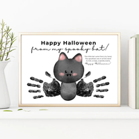 Happy Halloween Bat Handprint Craft Printable | Spooky Bat Keepsake for Kids | Preschool Halloween Activity | Daycare & Classroom Craft