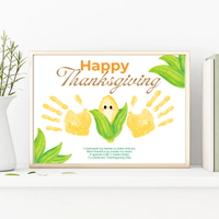 Happy Thanksgiving Corn Handprint Craft Printable, Thanksgiving Keepsake, Baby's First Thanksgiving, Preschool Fall Harvest Activity