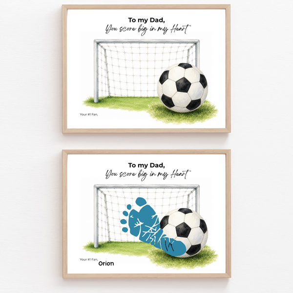 Soccer Father’s Day Footprint Craft Printable, To My Dad You Score Big in My Heart, Soccer Keepsake Gift from Kids, Sports Dad Father’s Day Craft