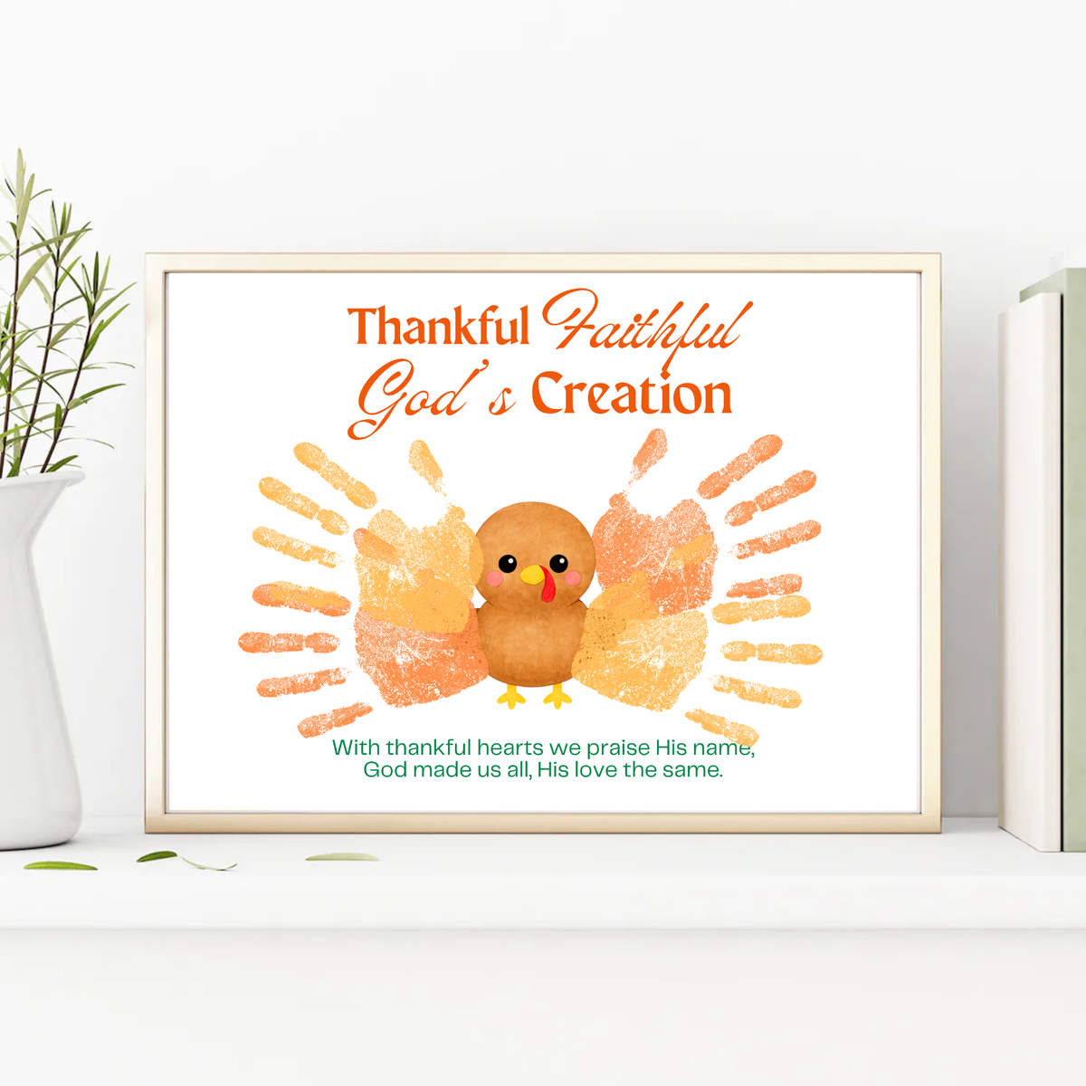 Thankful Faithful God's Creation Handprint Turkey Craft Printable | Christian Thanksgiving Handprint Activity | Preschool Fall Keepsake PDF