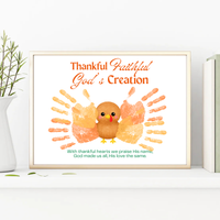 Thankful Faithful God's Creation Handprint Turkey Craft Printable | Christian Thanksgiving Handprint Activity | Preschool Fall Keepsake PDF