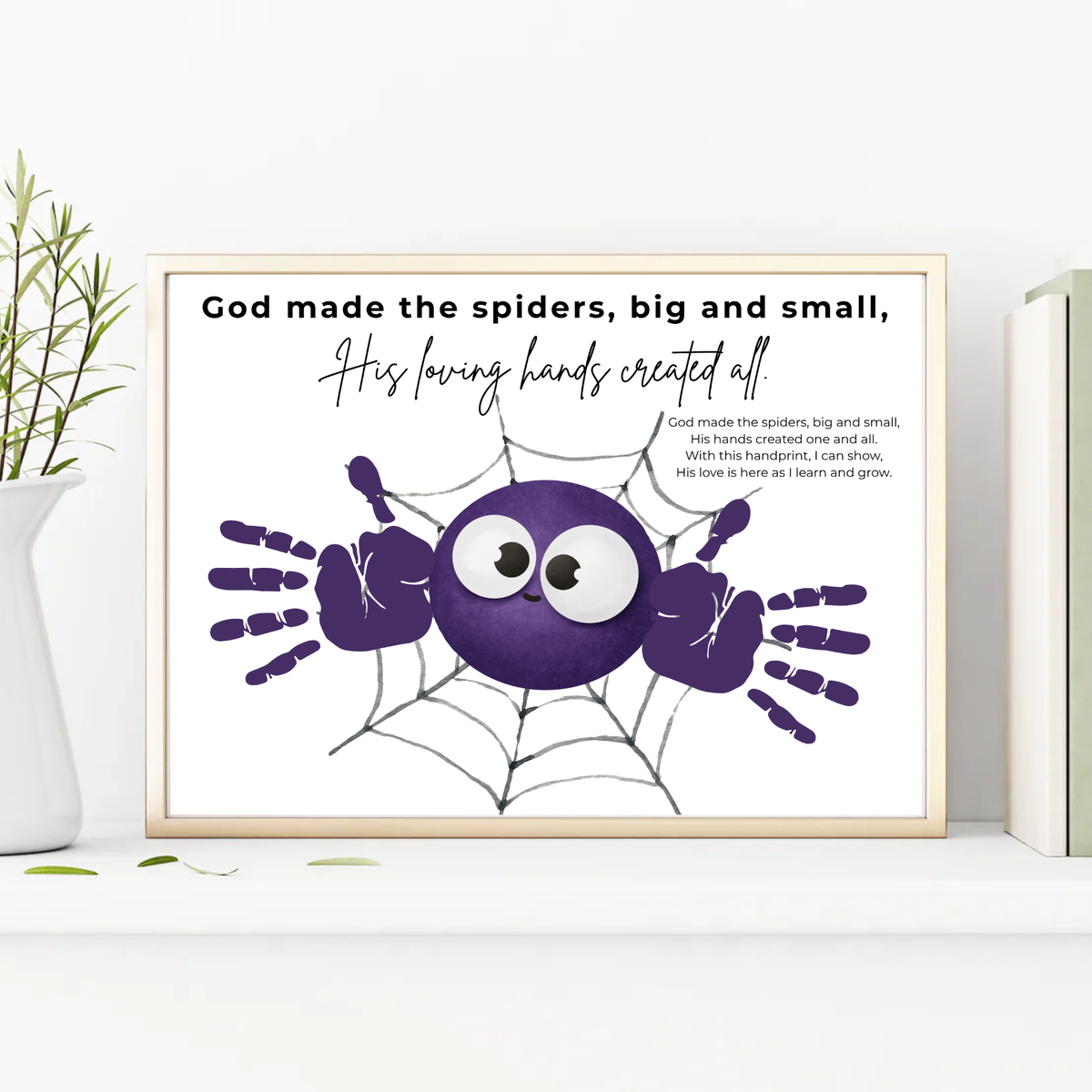 Christian Halloween Spider Handprint Craft Printable | God Made the Spiders Kids Craft | Sunday School Halloween Activity | Christian Keepsake