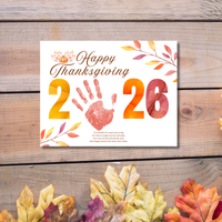 Happy Thanksgiving 2026 Handprint Craft | First Thanksgiving Keepsake Printable