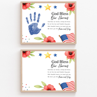 Christian Memorial Day Handprint Craft Printable | God Bless Our Heroes Keepsake | Patriotic Kids Activity | Sunday School PDF