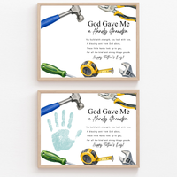 Christian Father's Day Handprint Craft Printable | God Gave Me a Handy Grandpa Grampy Papaw | Faith-Based Grandpa Gift from Kids | Grandfather Keepsake