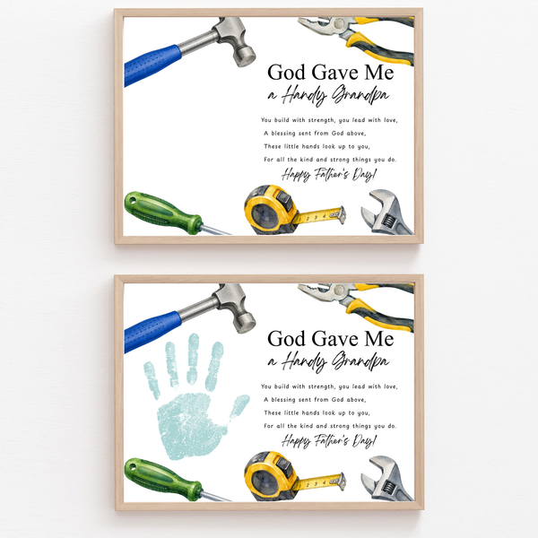 Christian Father’s Day Handprint Craft Printable, God Gave Me a Handy Grandpa, Grandpa Handprint Keepsake, Faith Based Grandpa Gift from Kids