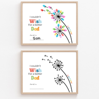 Father’s Day & Dad Birthday Fingerprint Craft Printable | I Couldn’t Wish for a Better Dad | Dandelion Keepsake Gift from Kids | Preschool DIY Printable