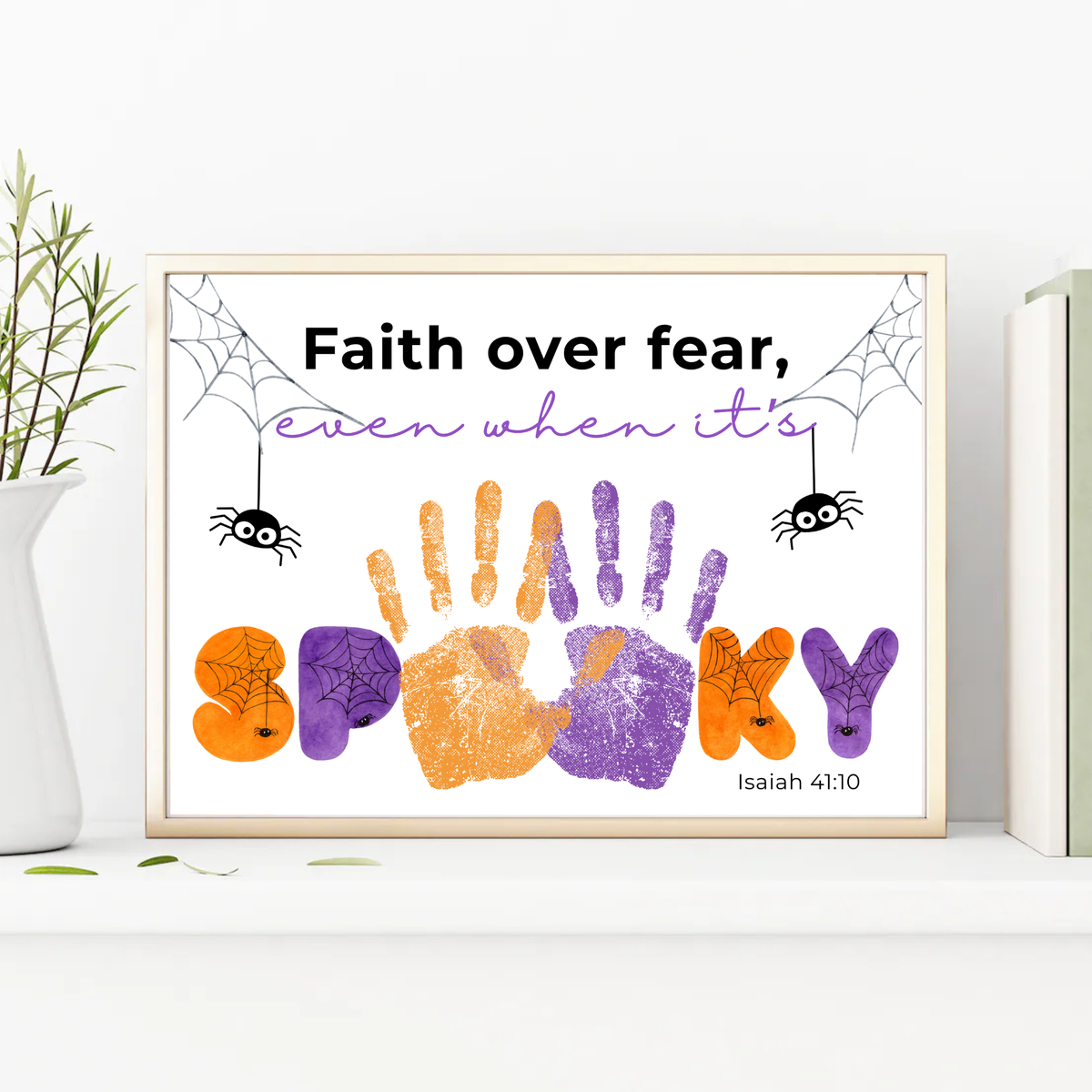 Christian Halloween Handprint Craft Printable | Faith Over Fear Kids Craft | Isaiah 41:10 Bible Activity | Sunday School Halloween Keepsake