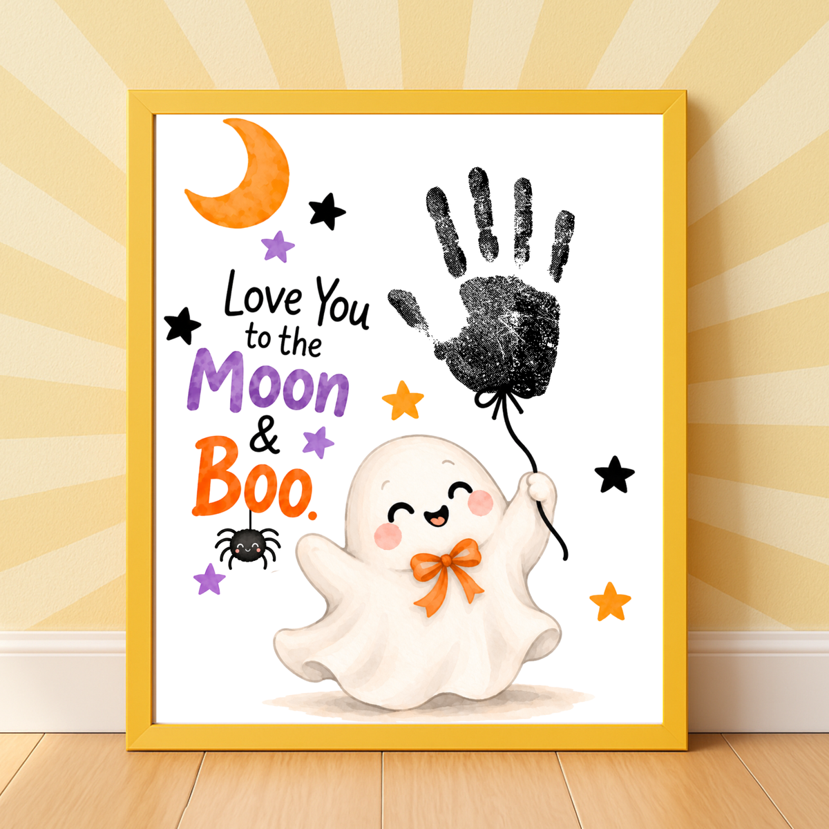 Love You to the Moon & Boo Halloween Handprint Craft | Cute Ghost Printable for Kids | Preschool Halloween Keepsake