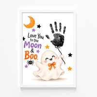 Love You to the Moon & Boo Halloween Handprint Craft | Cute Ghost Printable for Kids | Preschool Halloween Keepsake