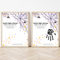 Christian Halloween Handprint Craft for Kids | God’s Light Shines Bright | Spider Bible Verse John 1:5 Printable