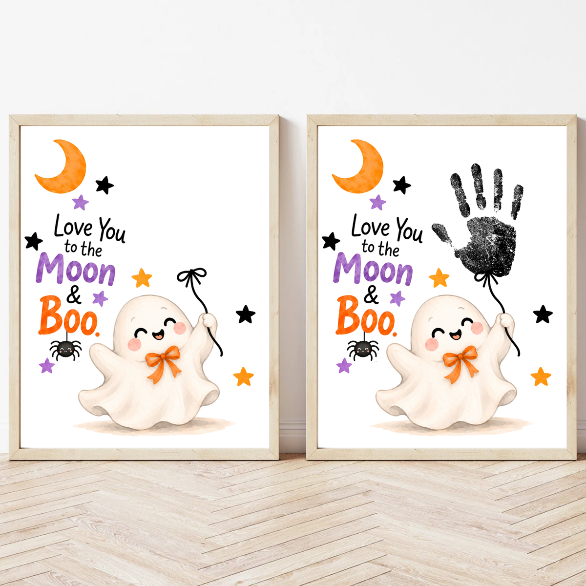 Love You to the Moon & Boo Halloween Handprint Craft | Cute Ghost Printable for Kids | Preschool Halloween Keepsake