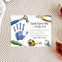 Christian Father’s Day Handprint Craft Printable, God Gave Me a Handy Dad, Tool Theme Father’s Day Keepsake, Faith Based Dad Gift