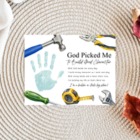 Christian VBS Construction Handprint Craft Printable | God Picked Me to Build Good Character | Vacation Bible School Keepsake Activity
