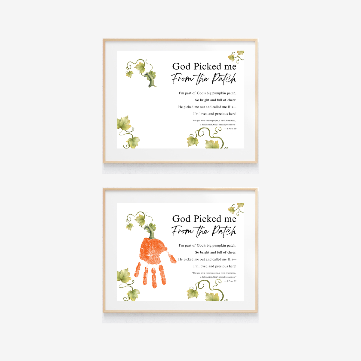 God Picked Me From the Patch Handprint Craft Printable | Christian Pumpkin Keepsake | Fall Bible Activity for Kids