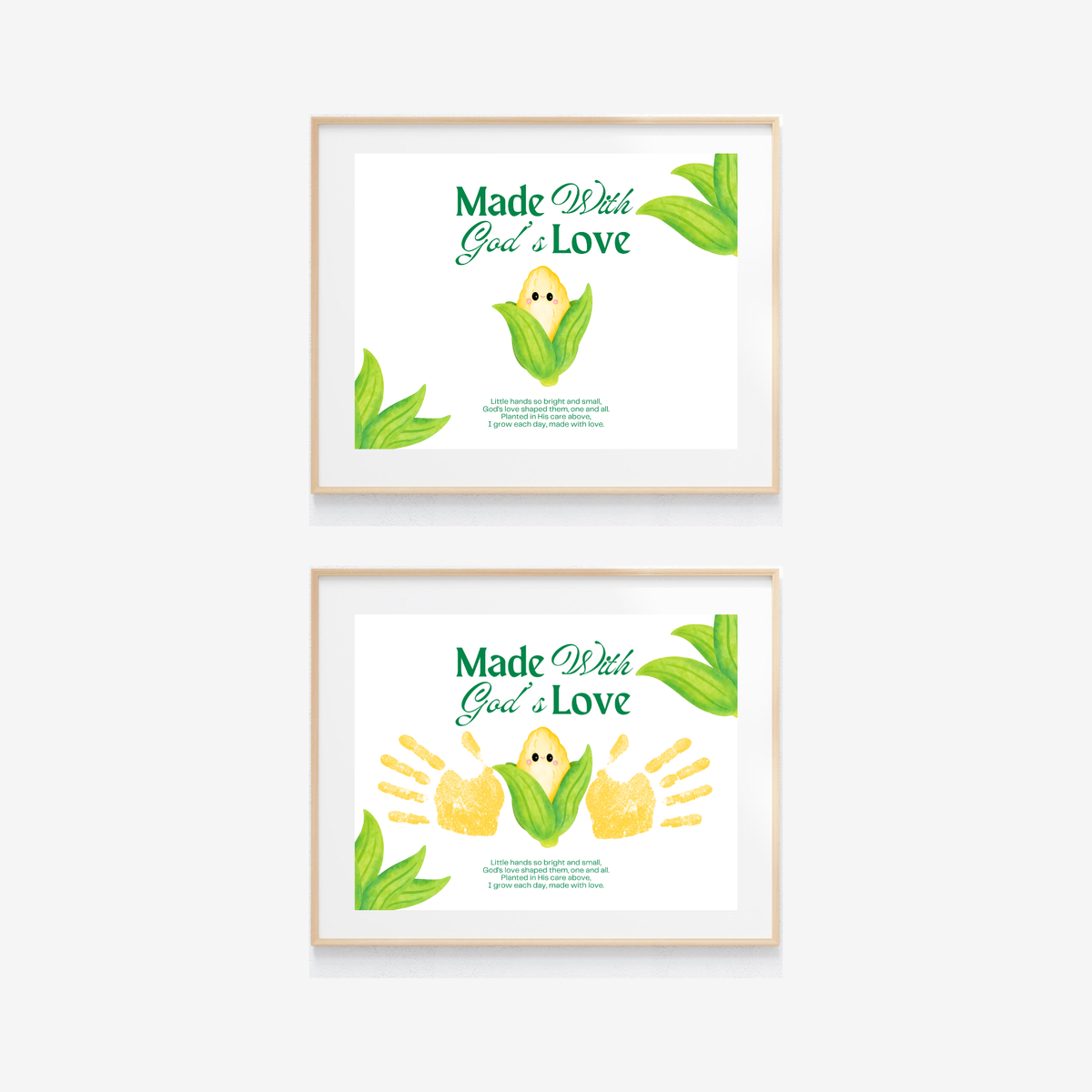 Christian Corn Handprint Craft Printable, Made With God's Love, Preschool Harvest Activity, Thanksgiving Craft, Fall Keepsake, Baby's First Fall