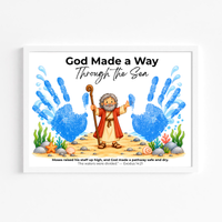 Moses Parts the Red Sea Handprint Craft | God Made a Way Christian Bible Printable for Kids